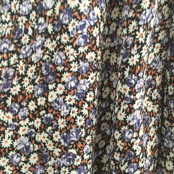 ZARA Mini Dress Floral Print Daisies Ruched Long Sleeve Sz Pleated Lavender XS - Picture 10 of 15